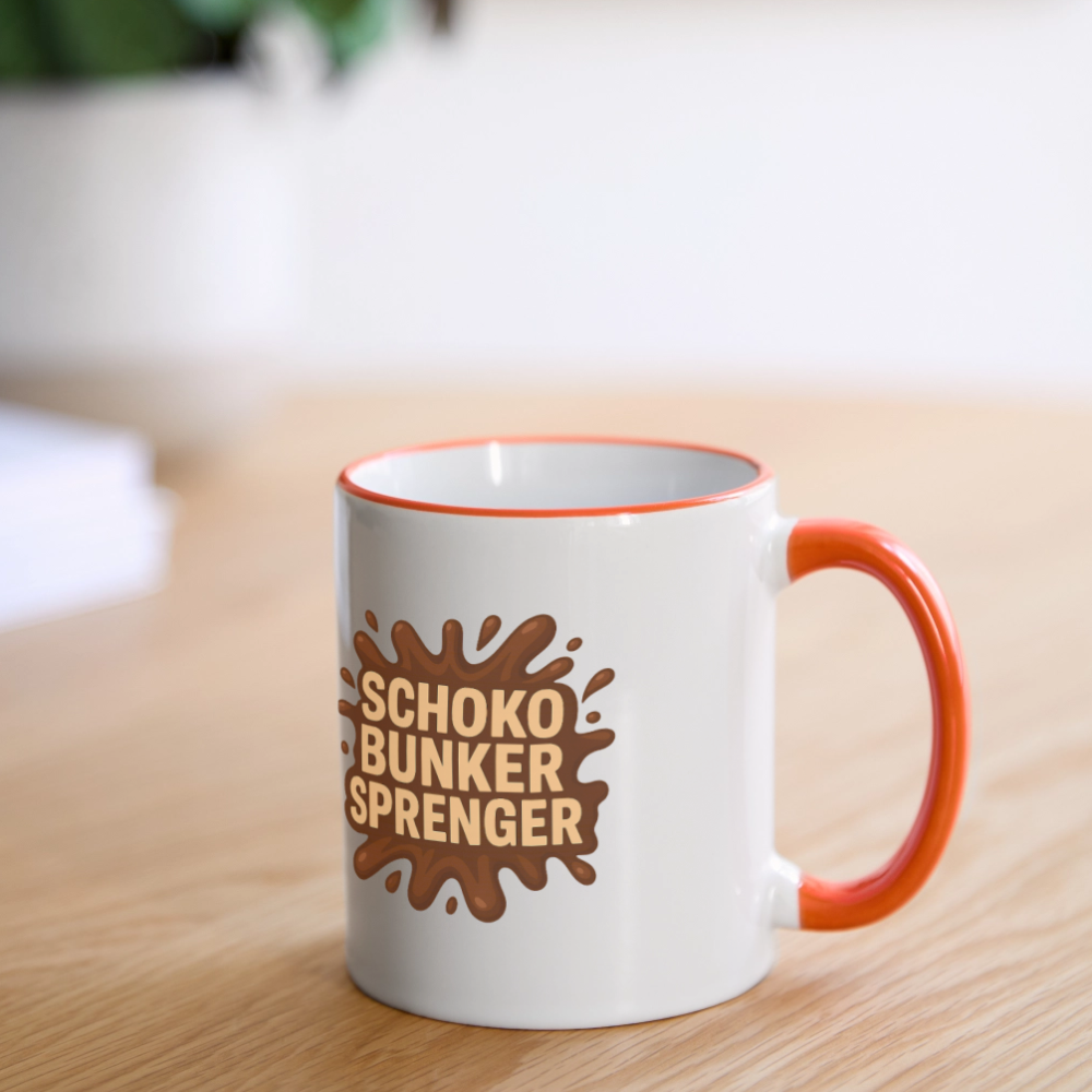Schokobunkersprenger Tasse - Weiß/Orange