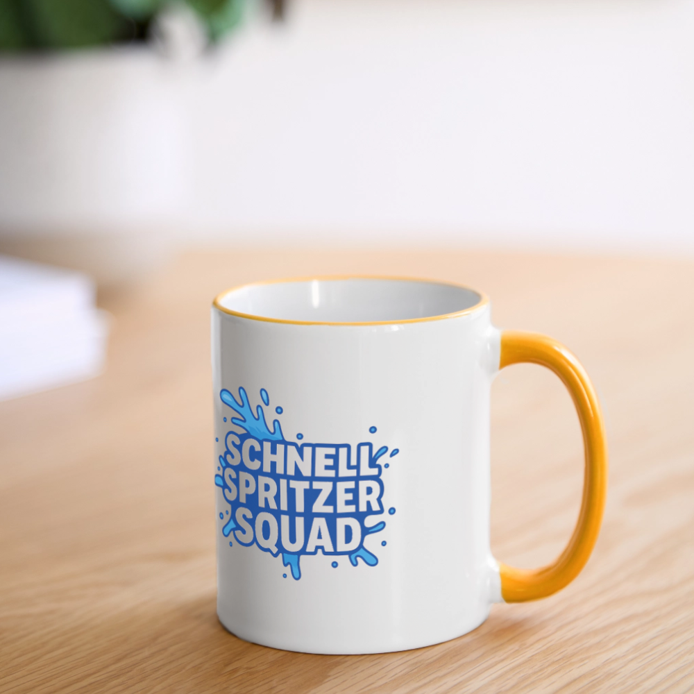 Schnell Spritzer Squad Tasse - Weiß/Gelb