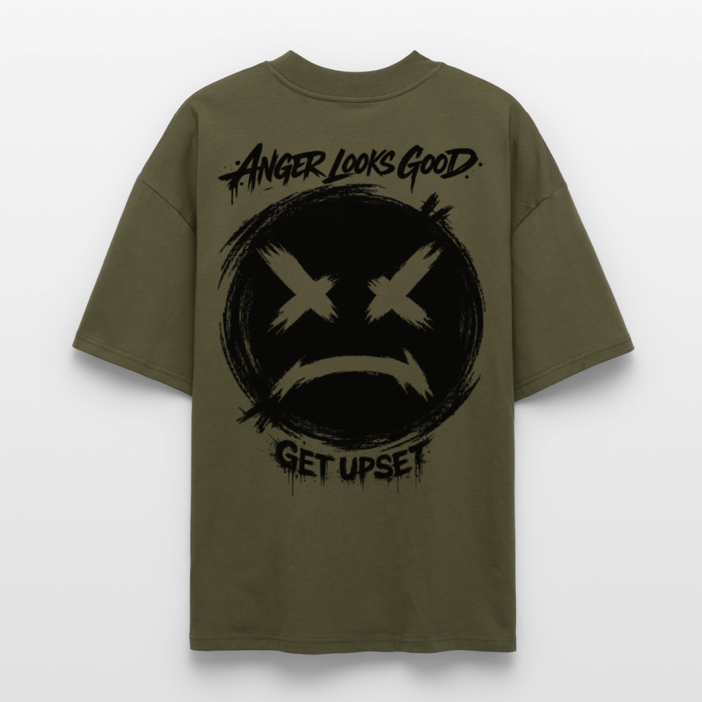 EDSCHI „ANGER LOOKS GOOD“ OVERSIZED T-SHIRT - Khaki