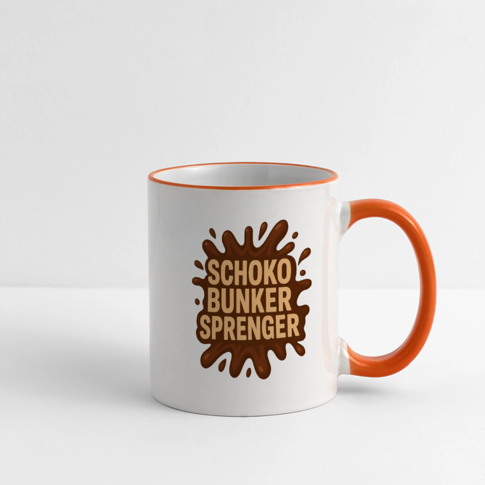 Schokobunkersprenger Tasse - Weiß/Orange