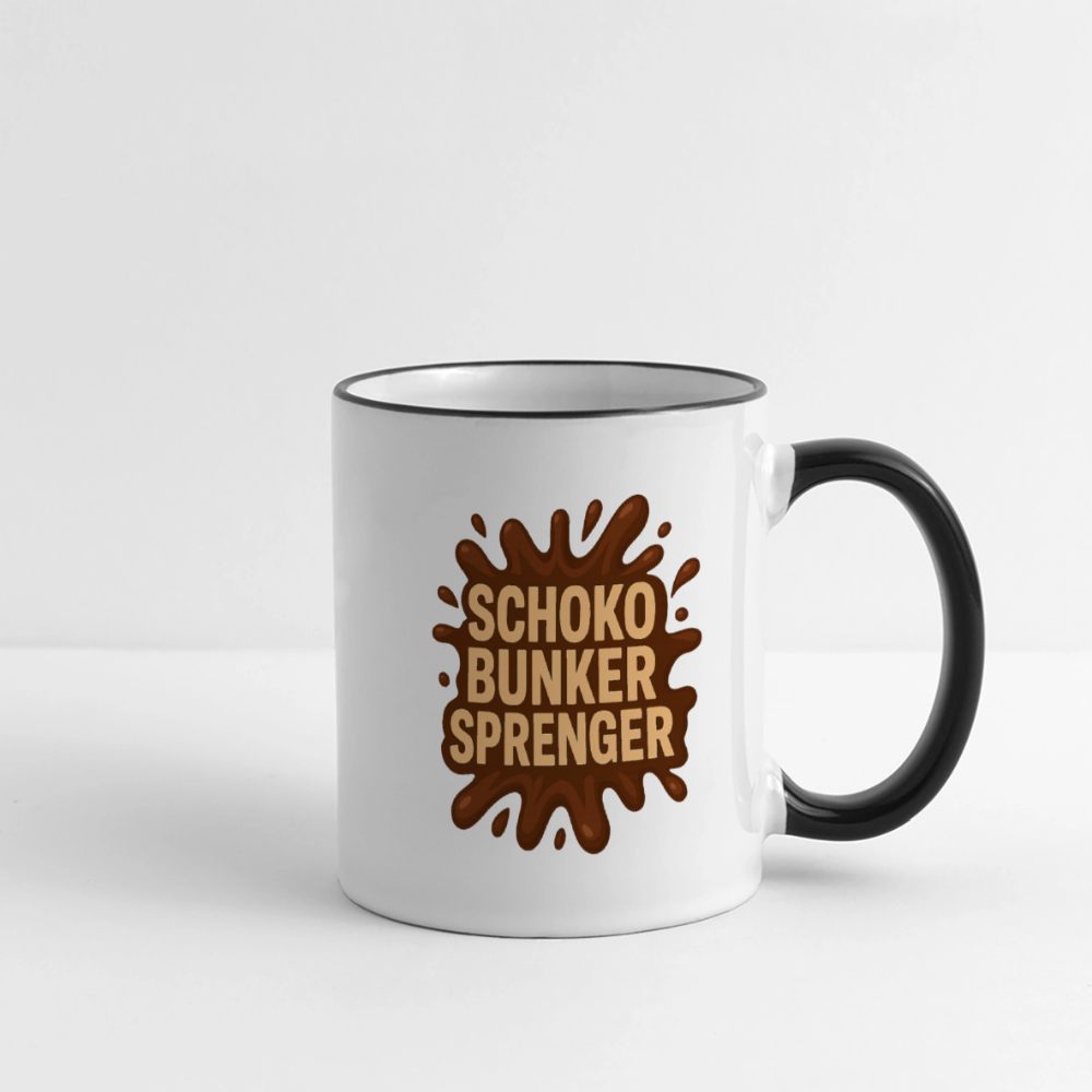 Schokobunkersprenger Tasse - Weiß/Schwarz