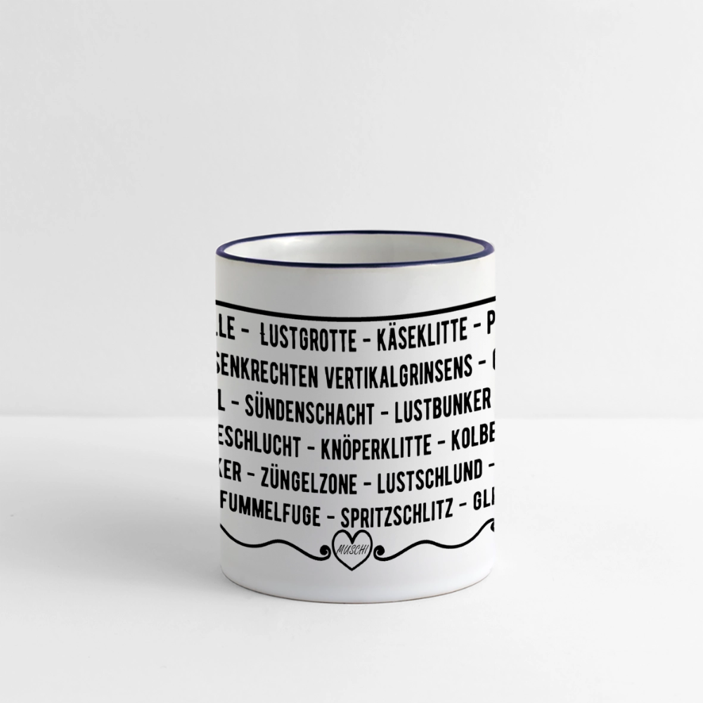 Muschi-Tasse - Weiß/Kobaltblau