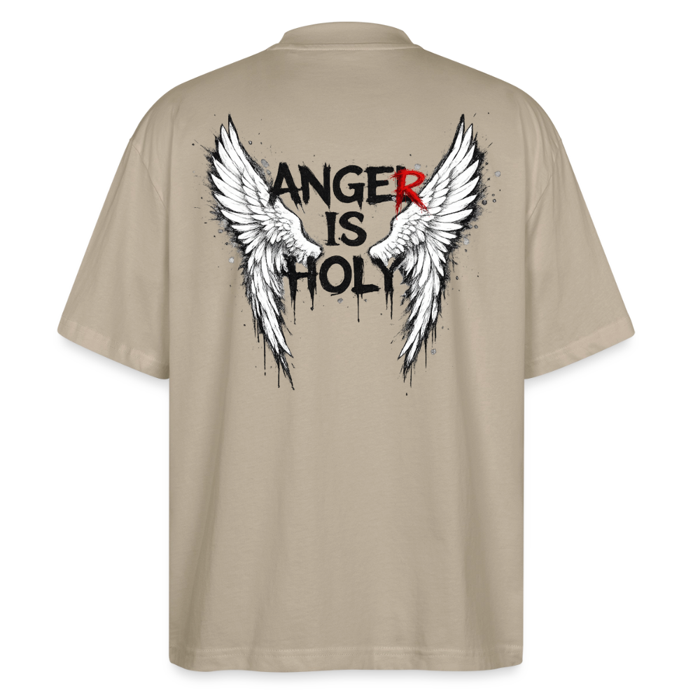 EDSCHI "ANGER IS HOLY" OVERSIZE T-SHIRT - Steingrau