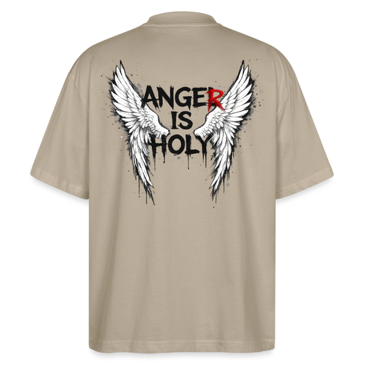 EDSCHI "ANGER IS HOLY" OVERSIZE T-SHIRT - Steingrau
