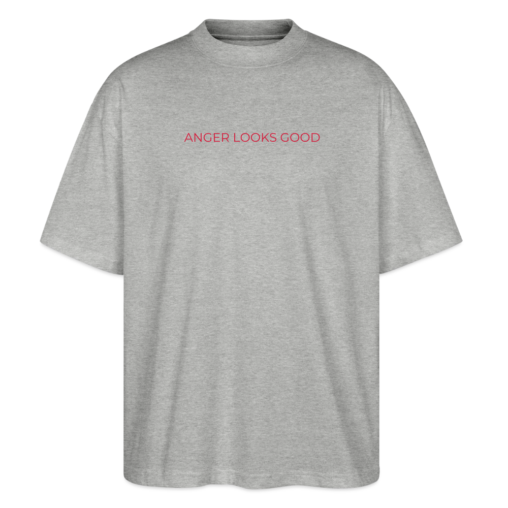 EDSCHI „ANGER LOOKS GOOD“ OVERSIZED T-SHIRT - Grau meliert