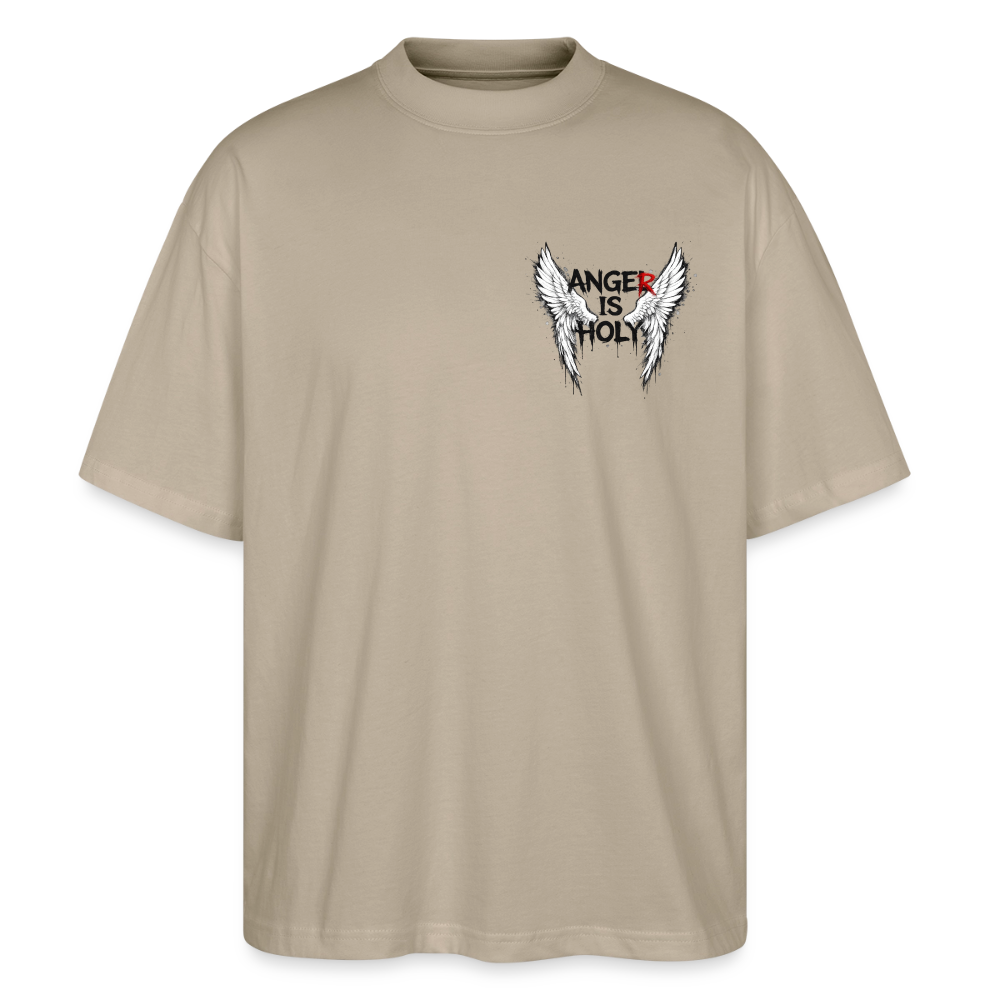 EDSCHI "ANGER IS HOLY" OVERSIZE T-SHIRT - Steingrau