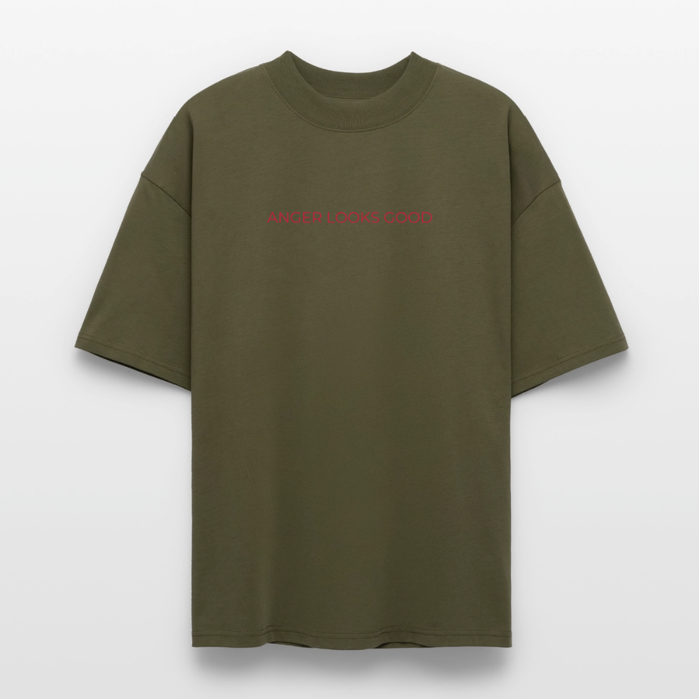 EDSCHI „ANGER LOOKS GOOD“ OVERSIZED T-SHIRT - Khaki