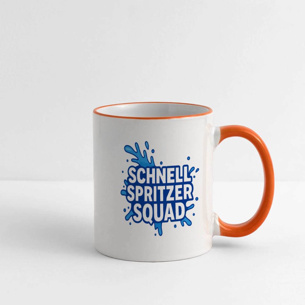 Schnell Spritzer Squad Tasse - Weiß/Orange
