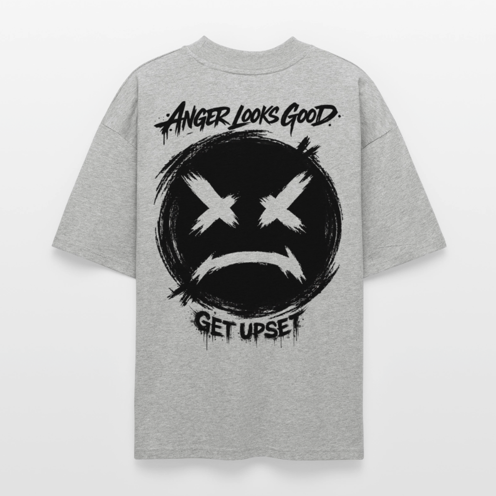 EDSCHI „ANGER LOOKS GOOD“ OVERSIZED T-SHIRT - Grau meliert