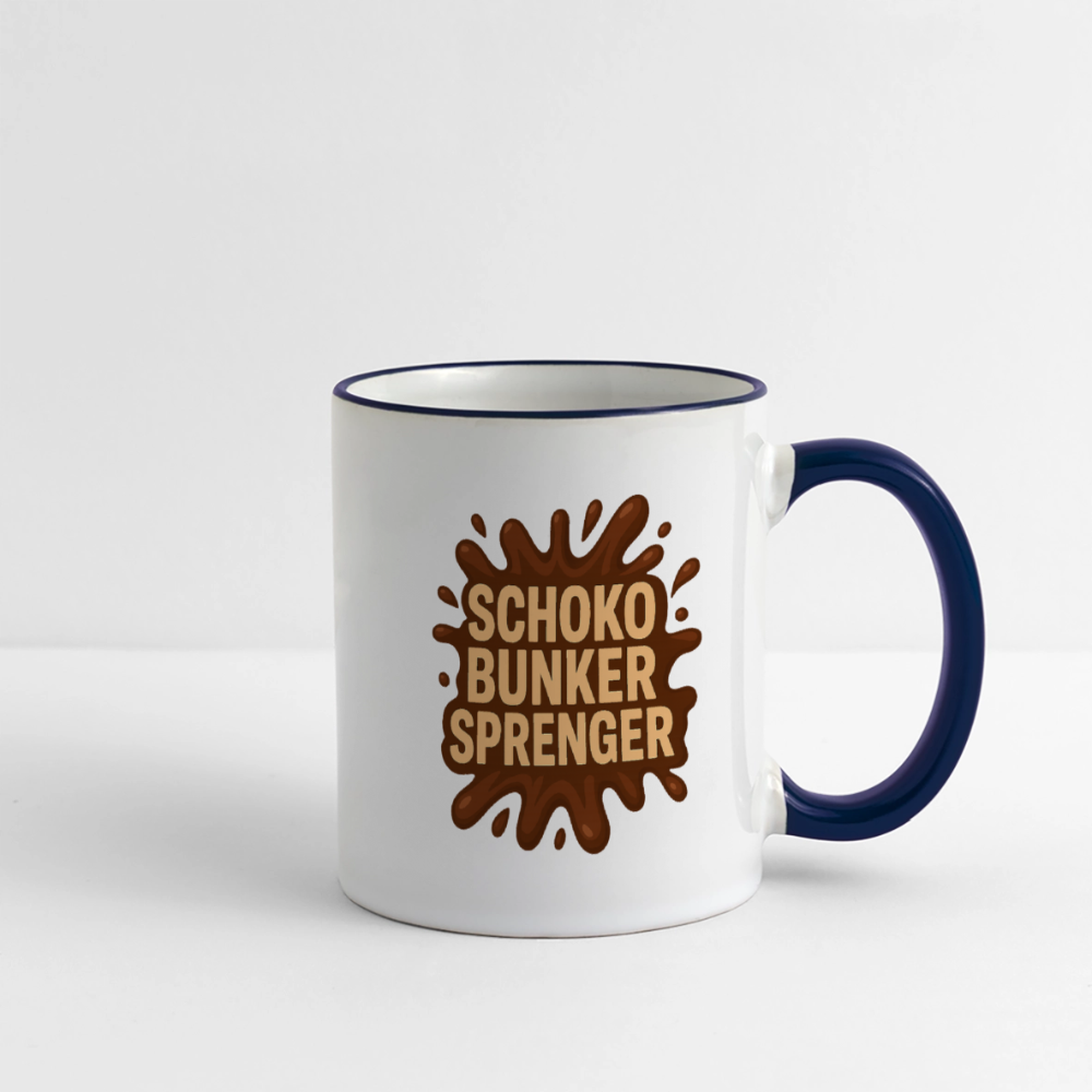 Schokobunkersprenger Tasse - Weiß/Kobaltblau
