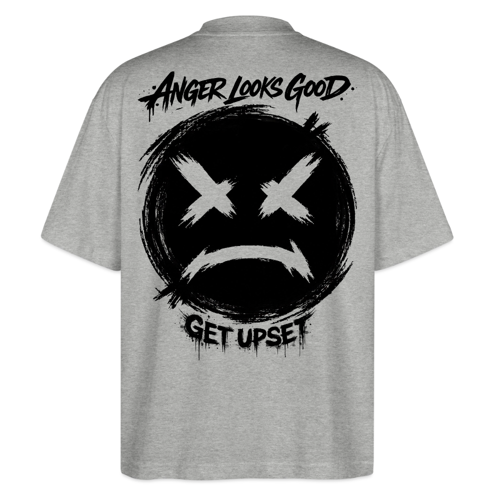EDSCHI „ANGER LOOKS GOOD“ OVERSIZED T-SHIRT - Grau meliert