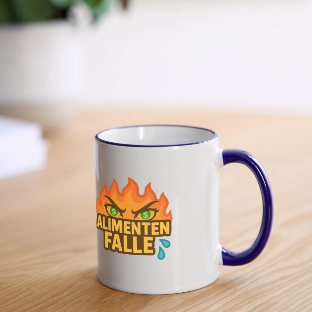 Alimentenfalle Tasse - Weiß/Kobaltblau
