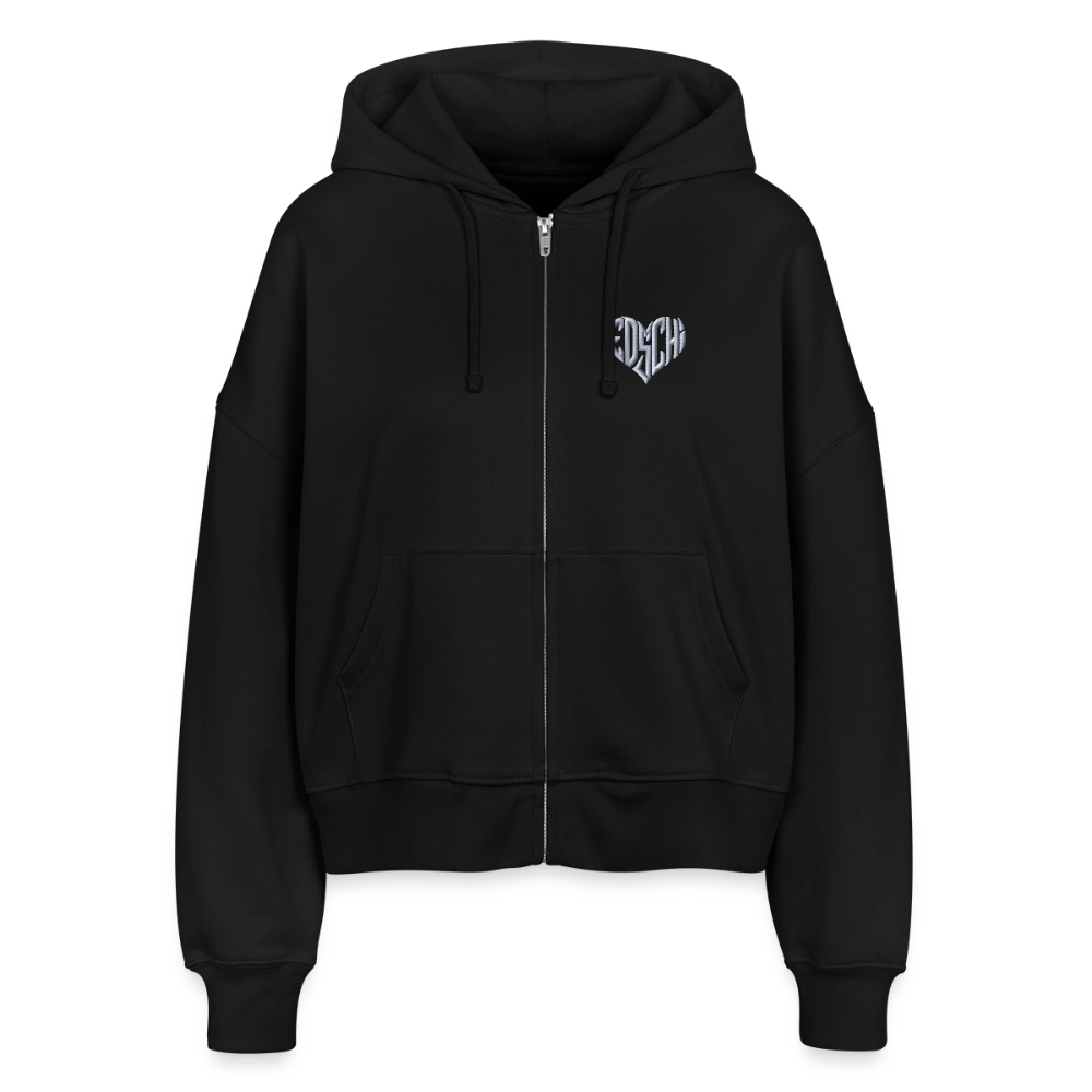 EDSCHI Frauen Bio Zip Hoodie Stick - Schwarz