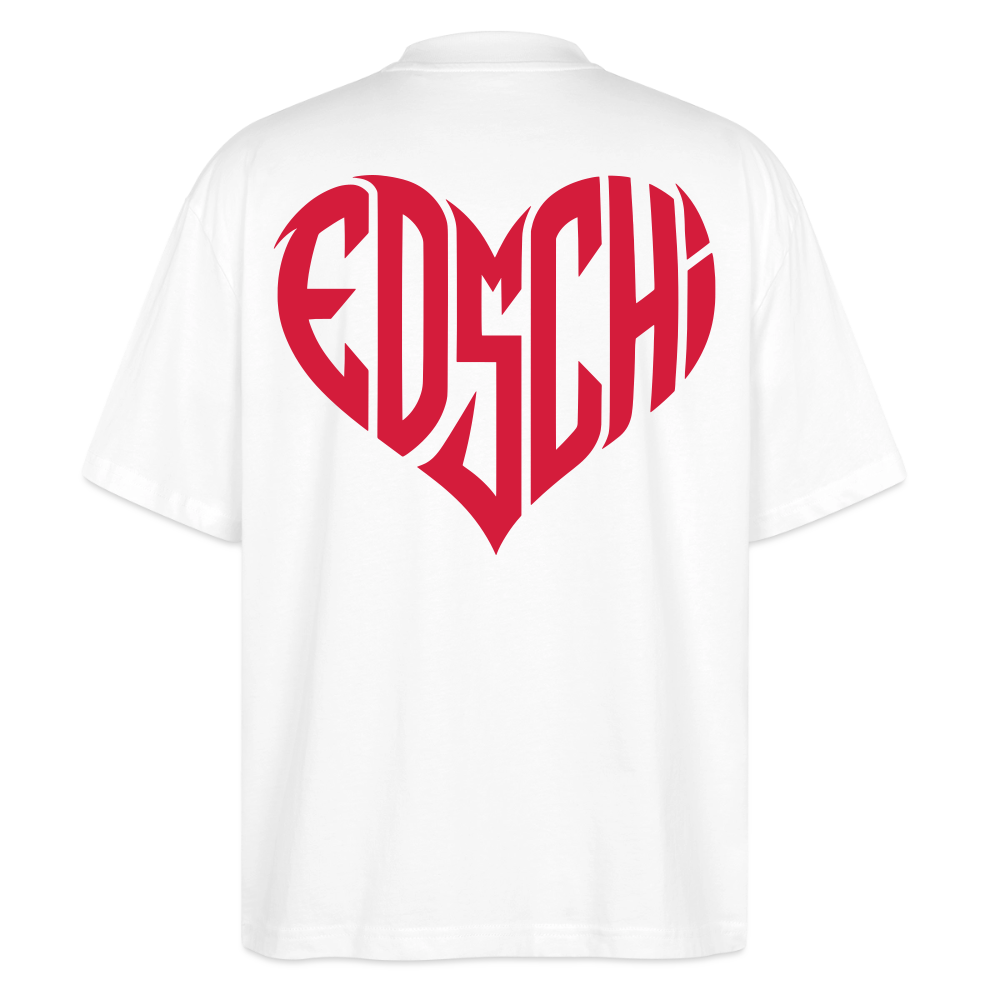 EDSCHI Oversized Unisex Bio T-Shirt Stick - Weiß