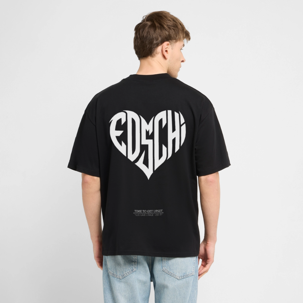 EDSCHI Oversized Unisex Bio T-Shirt Stick - Schwarz
