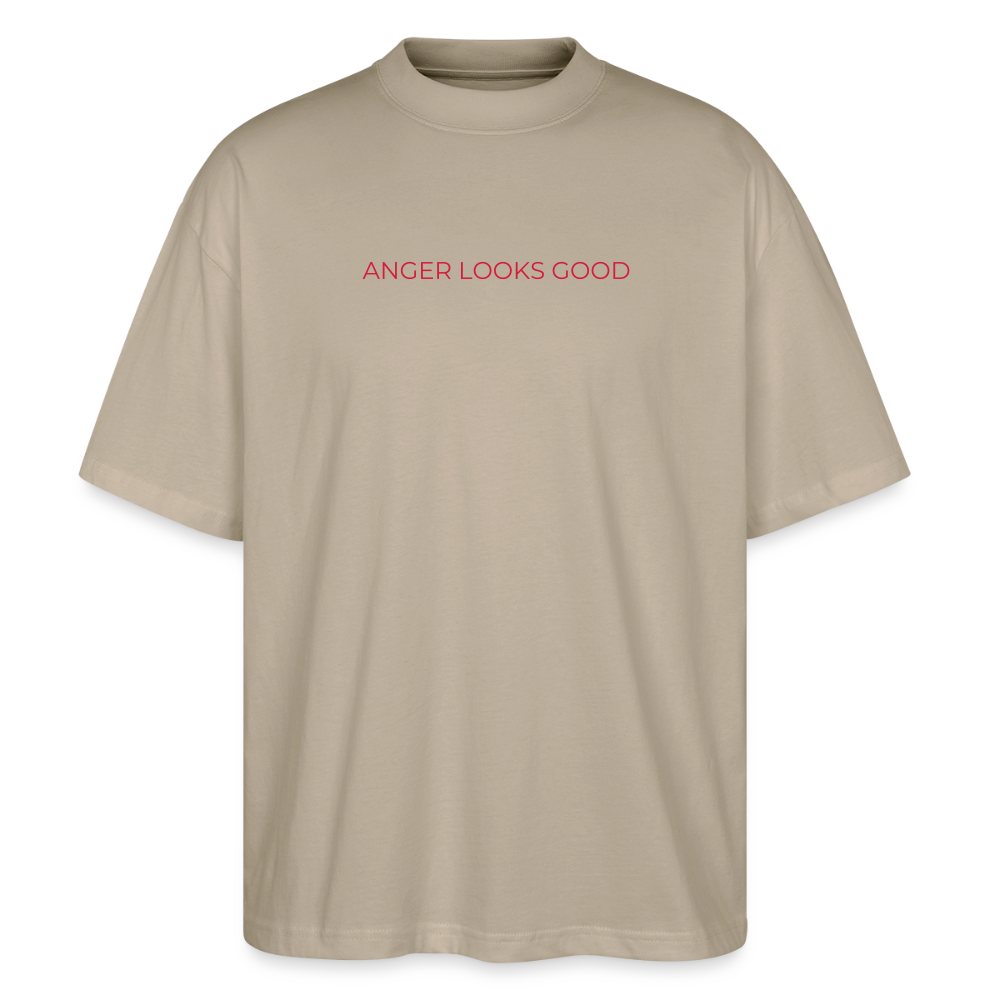 EDSCHI „ANGER LOOKS GOOD“ OVERSIZED T-SHIRT - Steingrau