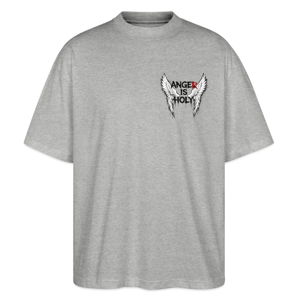 EDSCHI "ANGER IS HOLY" OVERSIZE T-SHIRT - Grau meliert