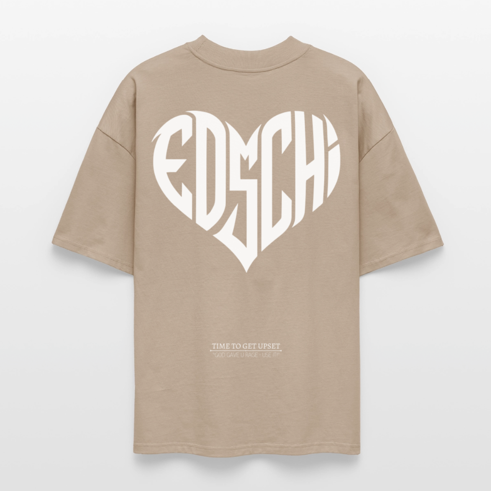 EDSCHI Oversized Unisex Bio T-Shirt Stick - Steingrau