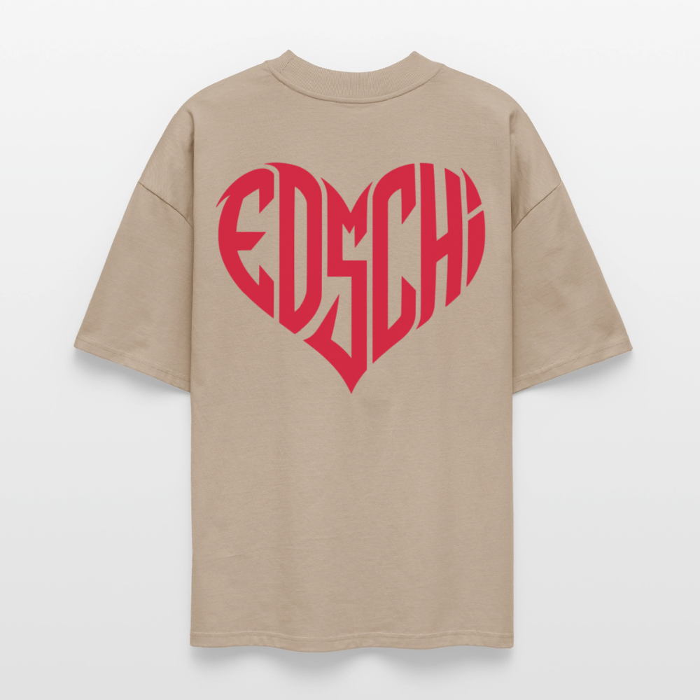 EDSCHI Oversized Unisex Bio T-Shirt Stick - Steingrau