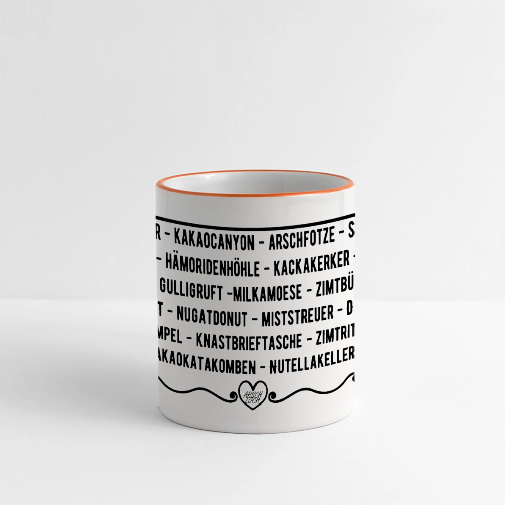 ARSCHLOCH Tasse - Weiß/Orange