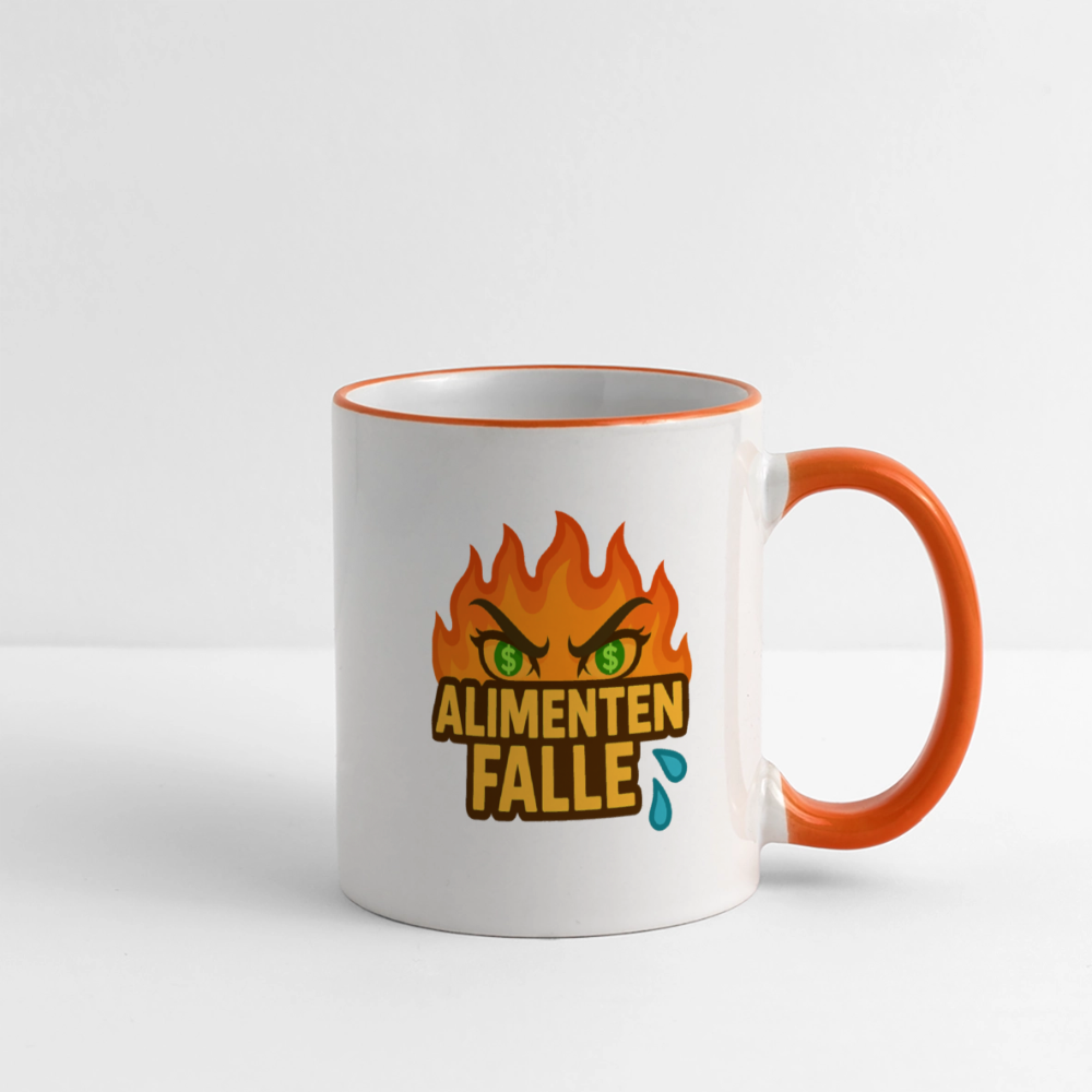 Alimentenfalle Tasse - Weiß/Orange