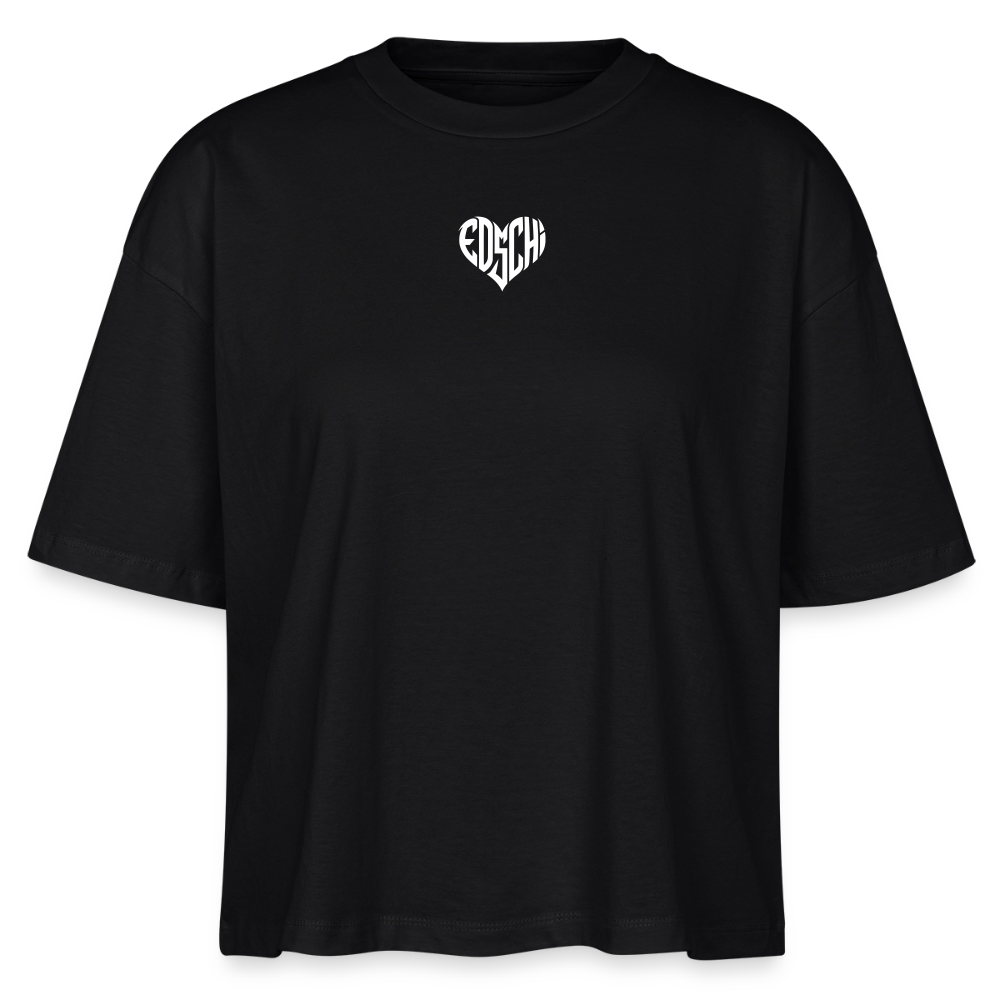 EDSCHI Frauen Boxy Bio-T-Shirt - Schwarz