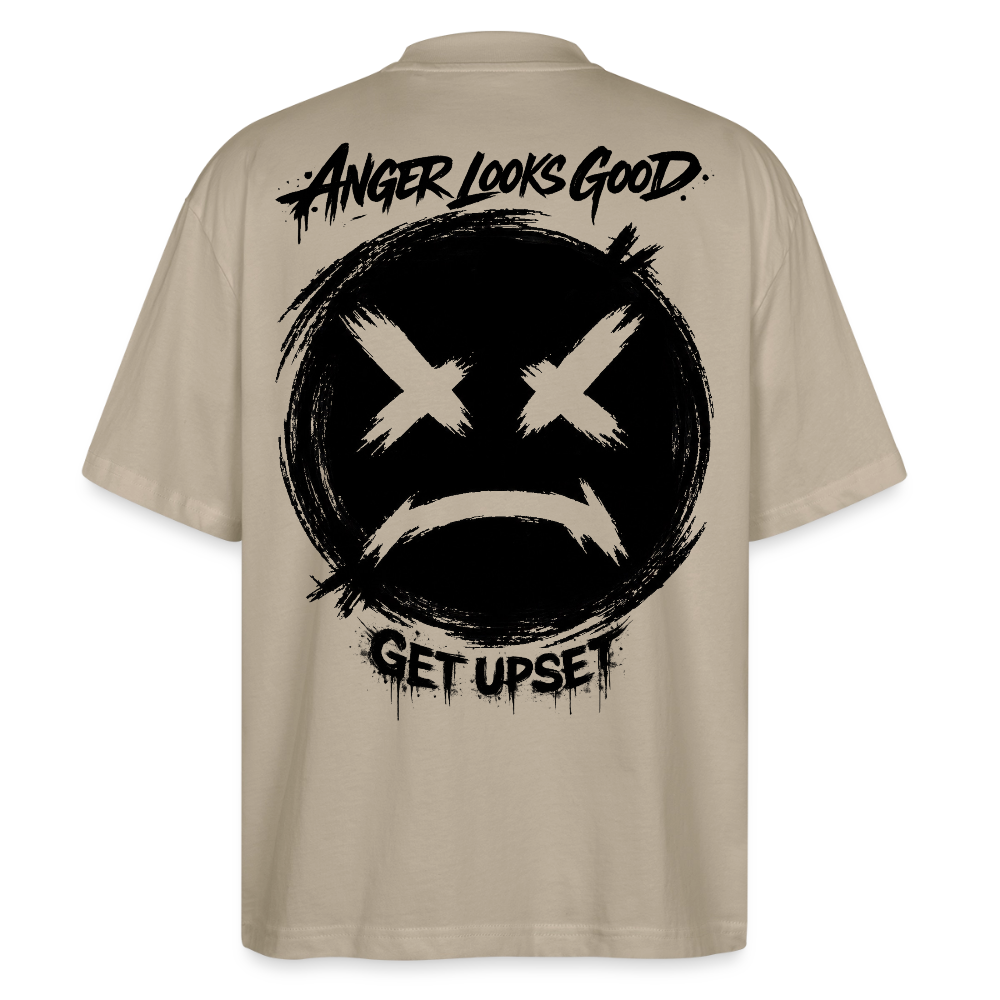 EDSCHI „ANGER LOOKS GOOD“ OVERSIZED T-SHIRT - Steingrau