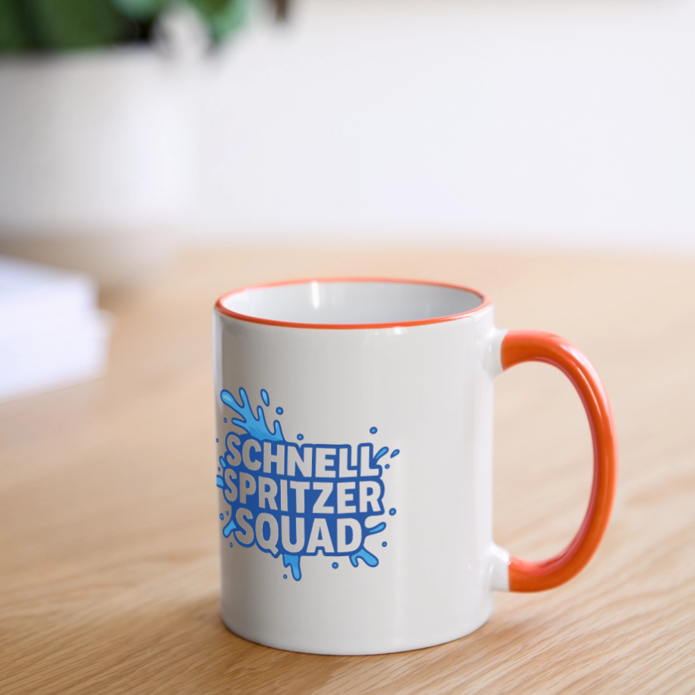Schnell Spritzer Squad Tasse - Weiß/Orange