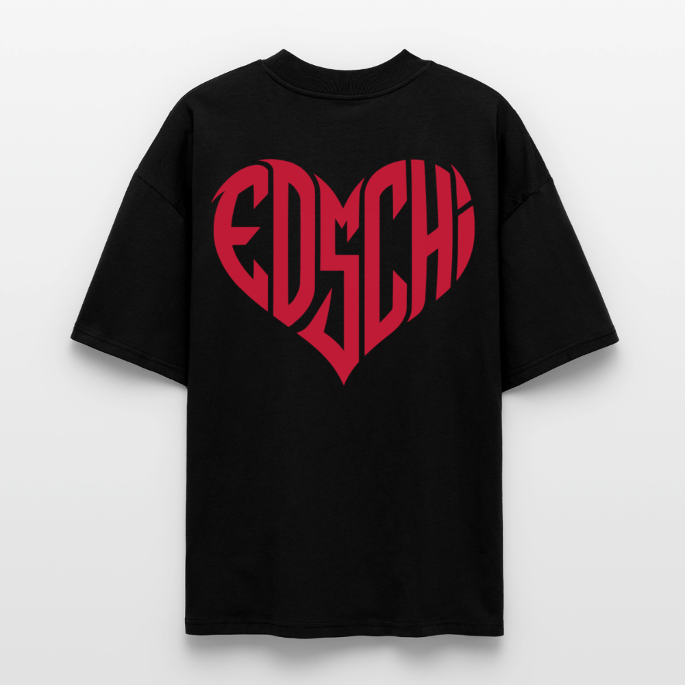 EDSCHI Oversized Unisex Bio T-Shirt Stick - Schwarz