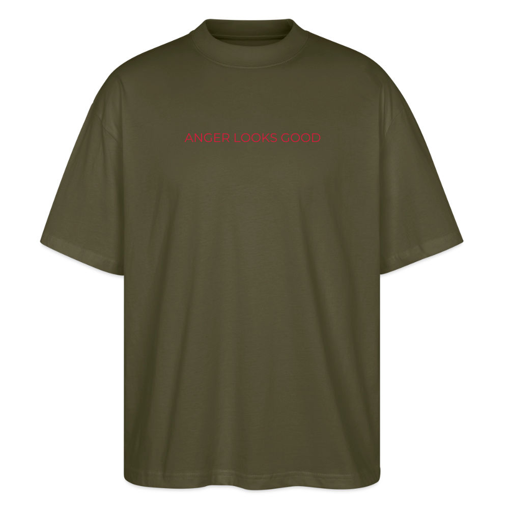 EDSCHI „ANGER LOOKS GOOD“ OVERSIZED T-SHIRT - Khaki