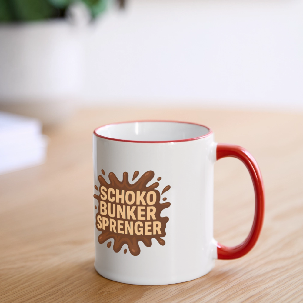 Schokobunkersprenger Tasse - Weiß/Rot