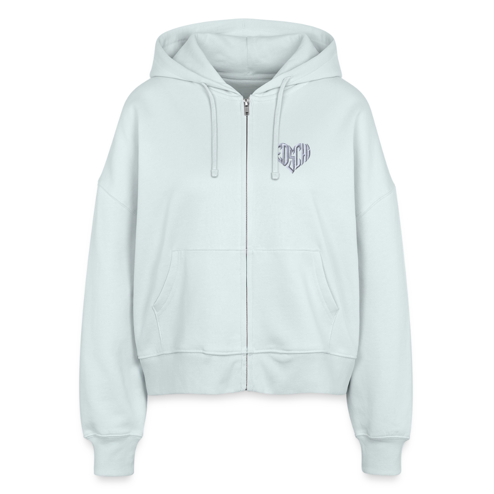 EDSCHI Frauen Bio Zip Hoodie Stick - Eisblau