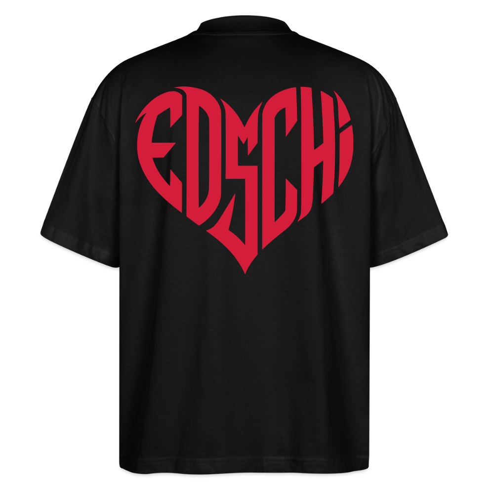 EDSCHI Oversized Unisex Bio T-Shirt Stick - Schwarz