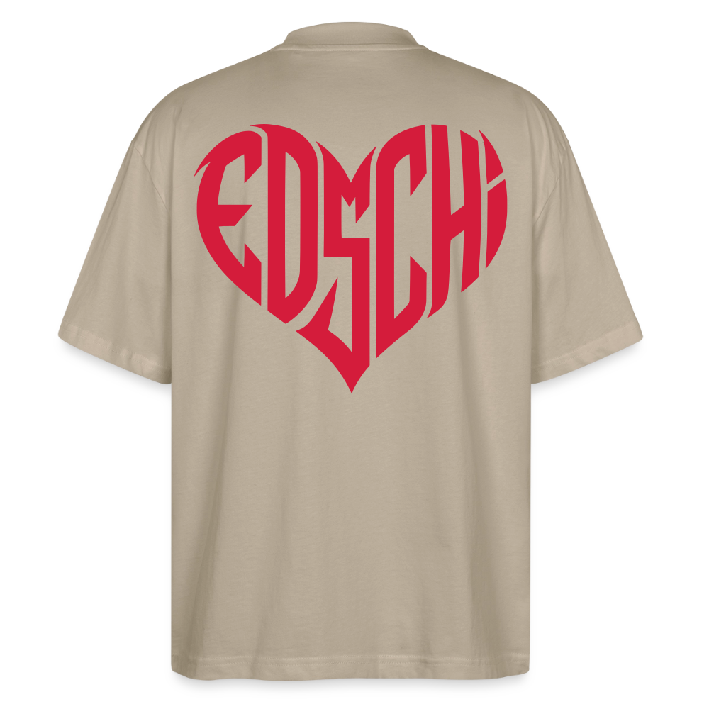 EDSCHI Oversized Unisex Bio T-Shirt Stick - Steingrau