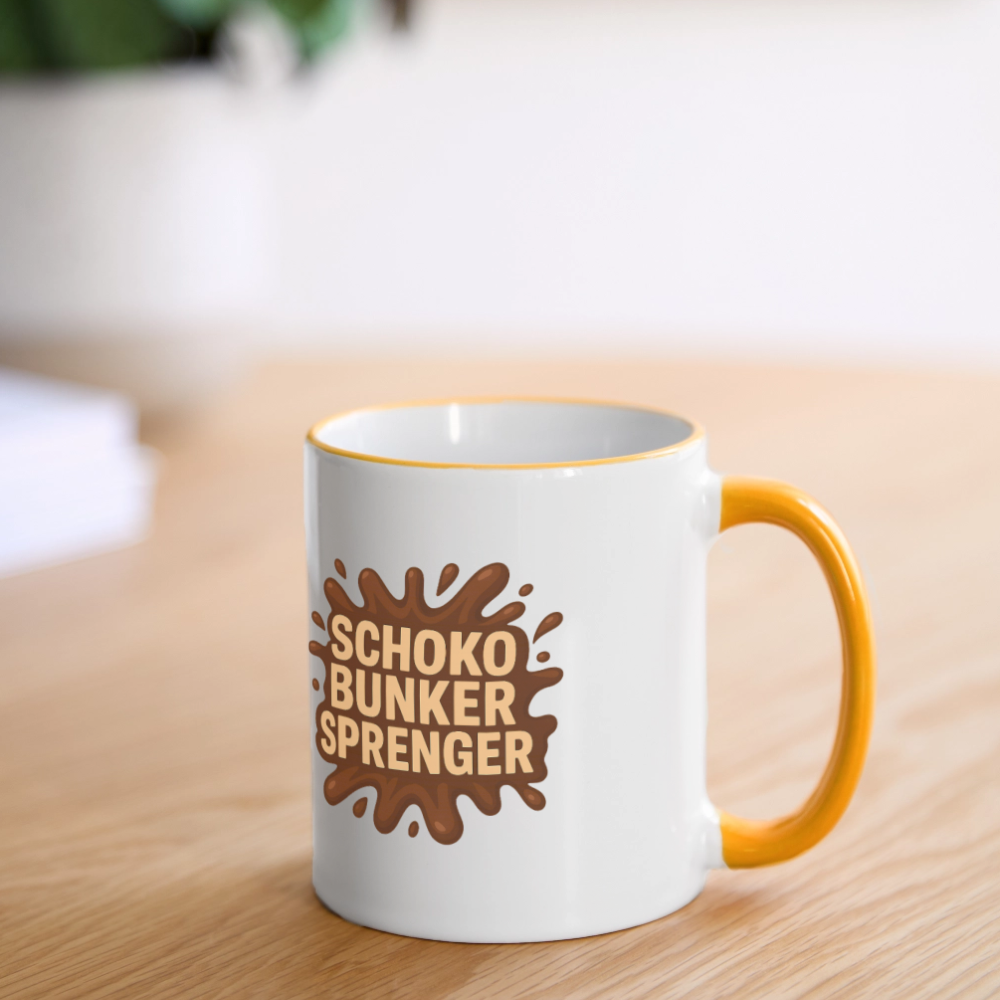 Schokobunkersprenger Tasse - Weiß/Gelb