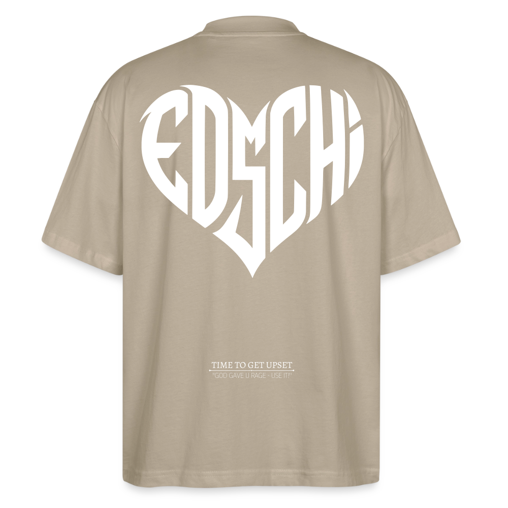 EDSCHI Oversized Unisex Bio T-Shirt Stick - Steingrau