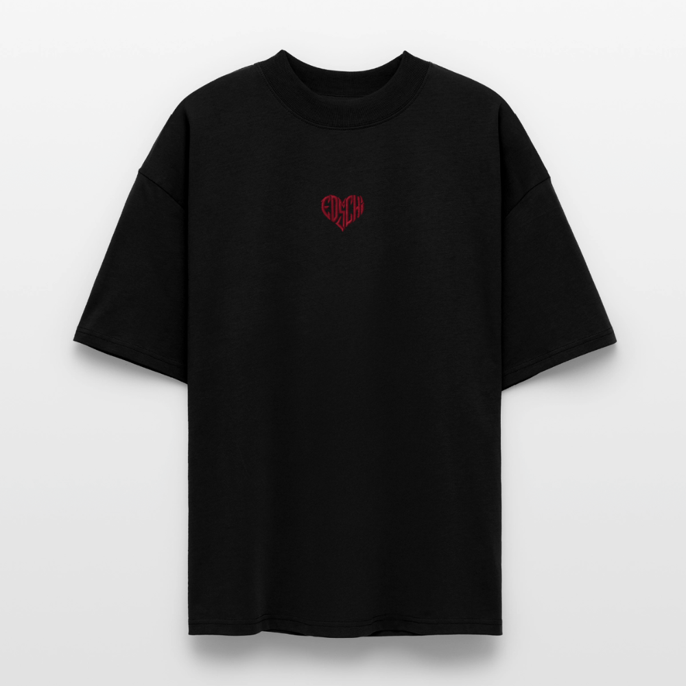 EDSCHI Oversized Unisex Bio T-Shirt Stick - Schwarz
