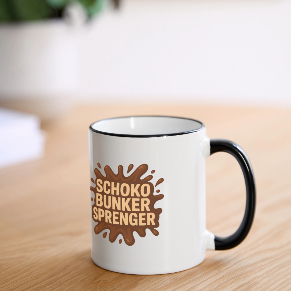 Schokobunkersprenger Tasse - Weiß/Schwarz