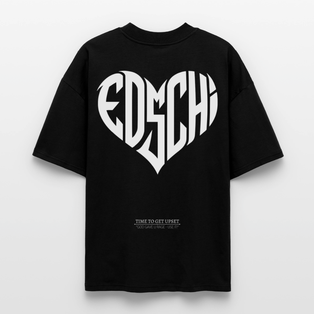 EDSCHI Oversized Unisex Bio T-Shirt Stick - Schwarz