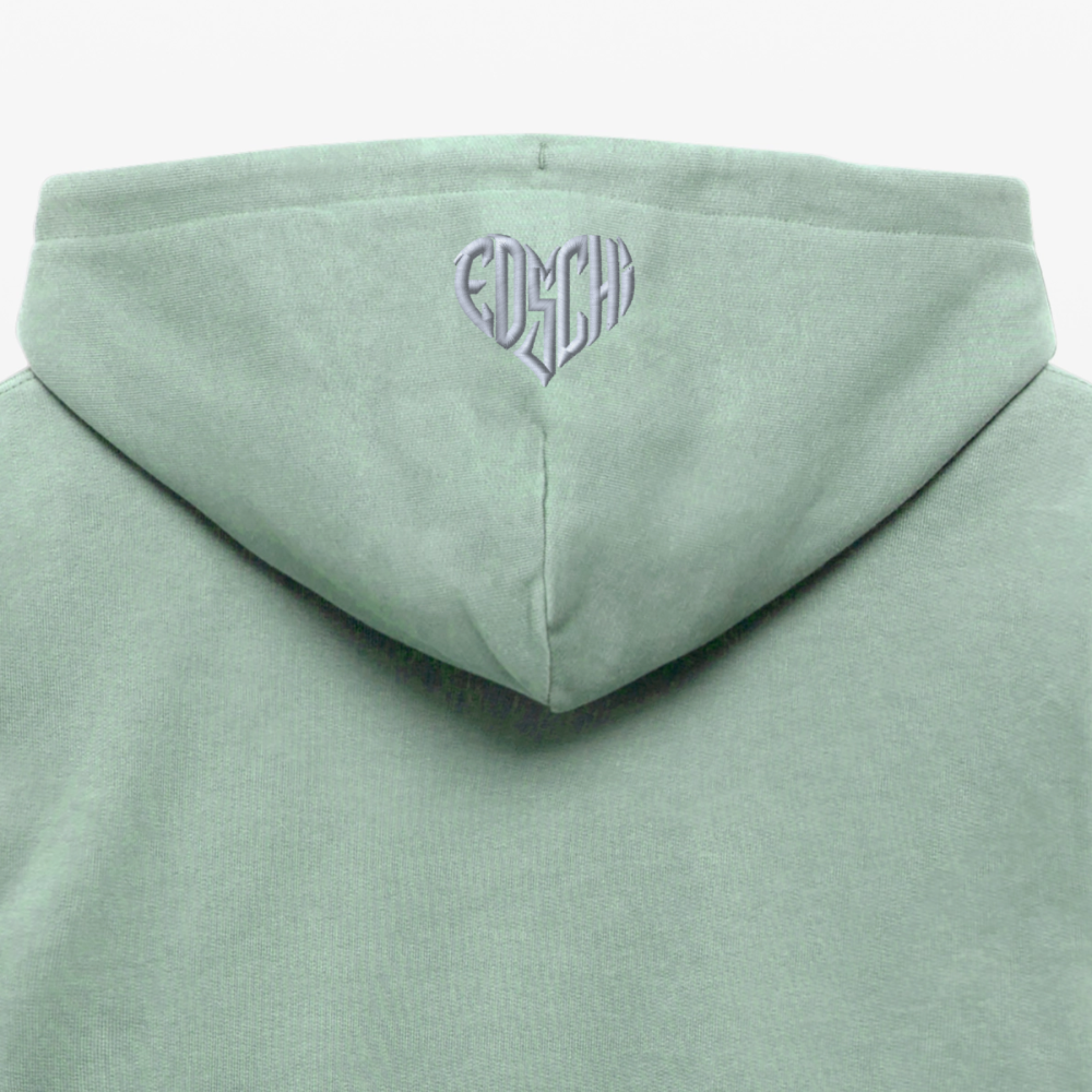 EDSCHI ZIP-HOODIE UNISEX STICK WEIß - Helles Graugrün