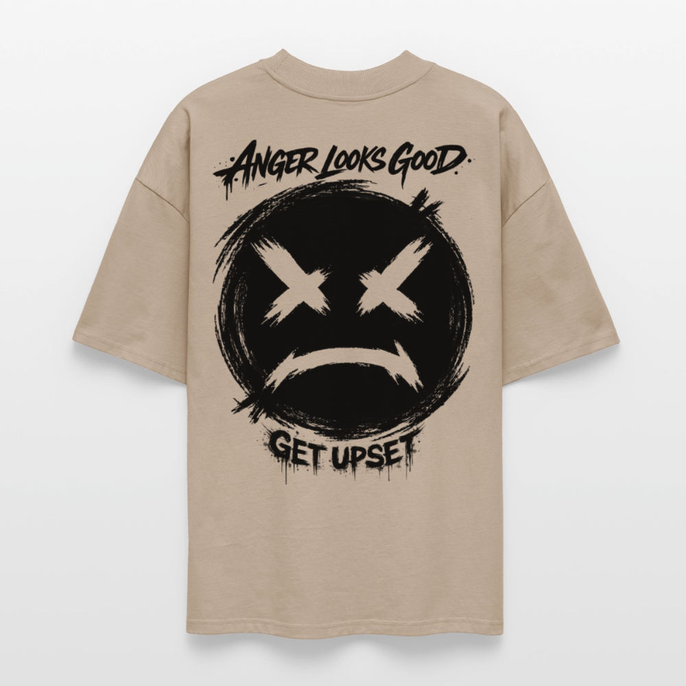 EDSCHI „ANGER LOOKS GOOD“ OVERSIZED T-SHIRT - Steingrau