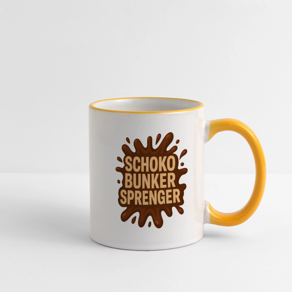 Schokobunkersprenger Tasse - Weiß/Gelb