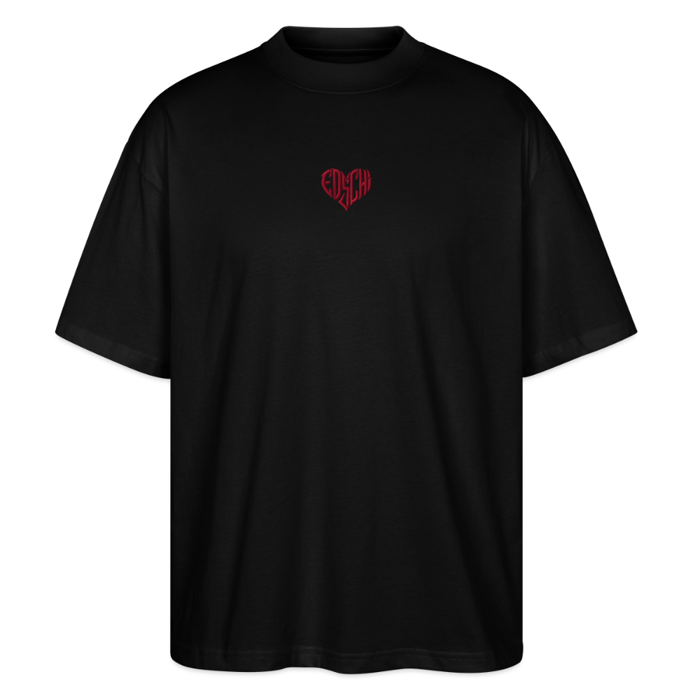 EDSCHI Oversized Unisex Bio T-Shirt Stick - Schwarz