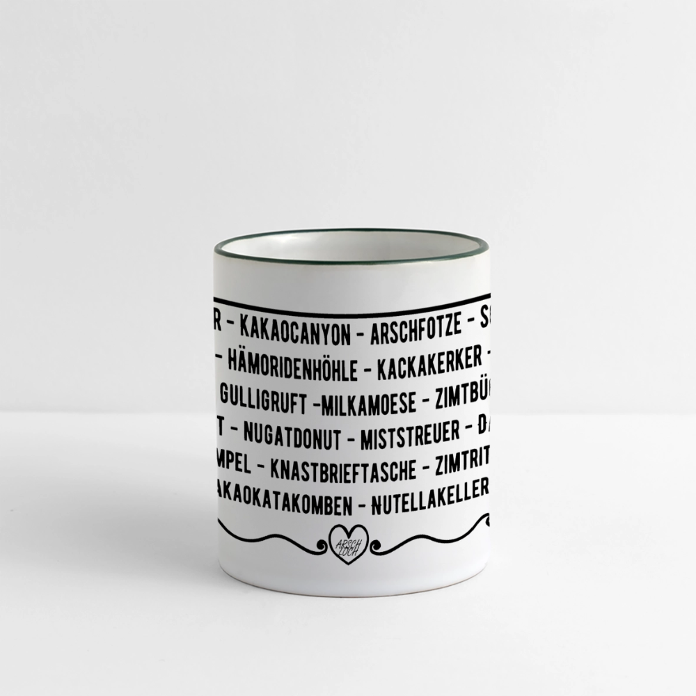 ARSCHLOCH Tasse - Weiß/Dunkelgrün