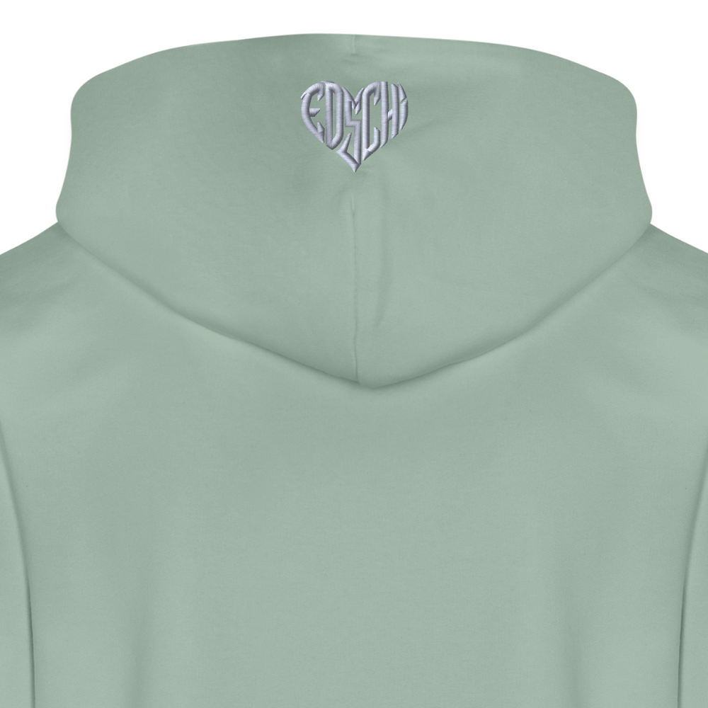 EDSCHI ZIP-HOODIE UNISEX STICK WEIß - Helles Graugrün