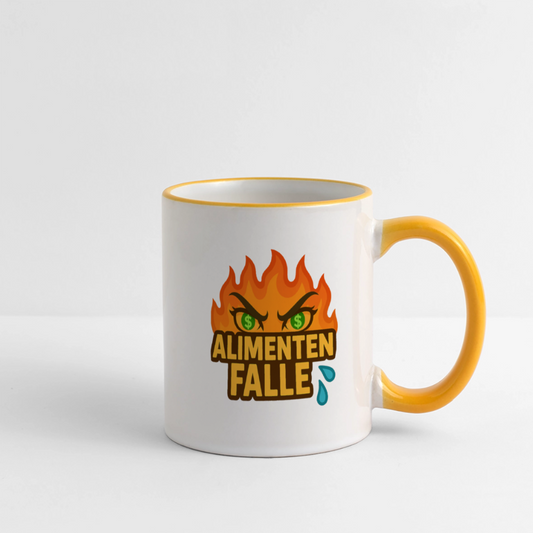 Alimentenfalle Tasse - Weiß/Gelb