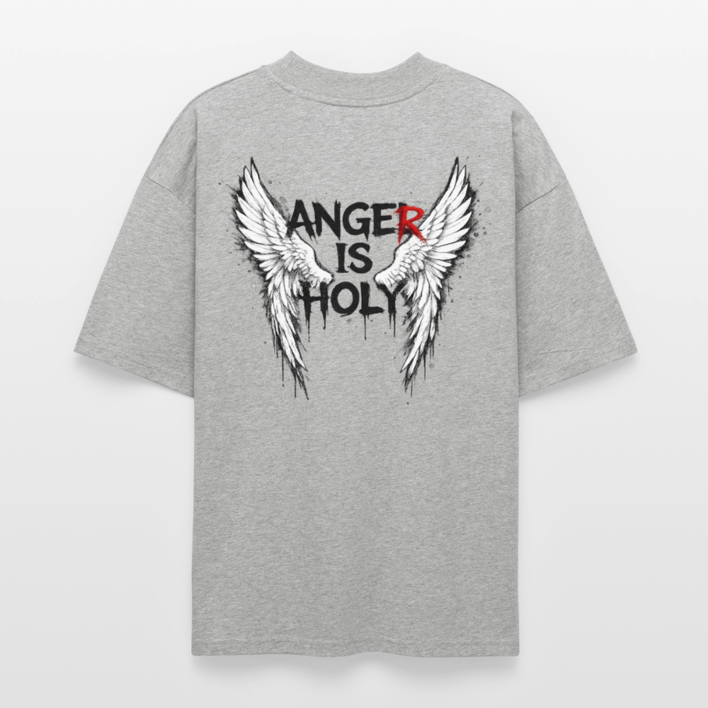 EDSCHI "ANGER IS HOLY" OVERSIZE T-SHIRT - Grau meliert