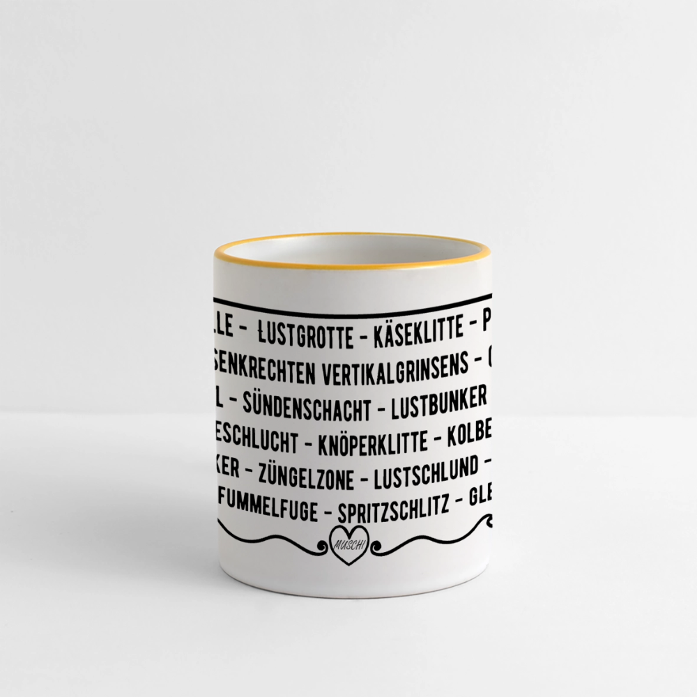 Muschi-Tasse - Weiß/Gelb