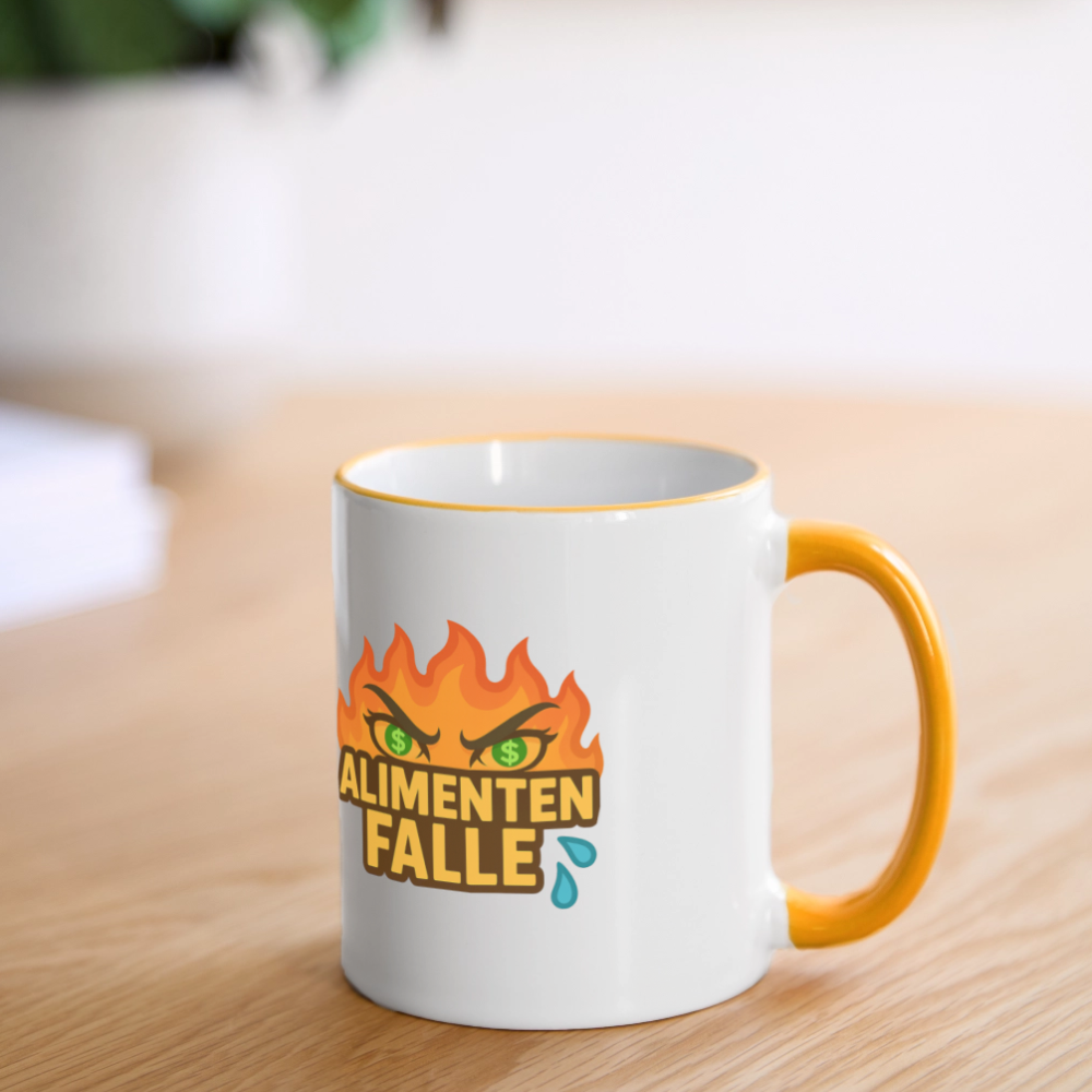 Alimentenfalle Tasse - Weiß/Gelb